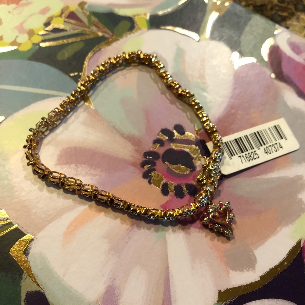 NWT Heart Charm Tennis Bracelet